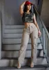 Butt Lift Mid Rise Straight Wide Leg Cargo Pants Khaki sold by Moda