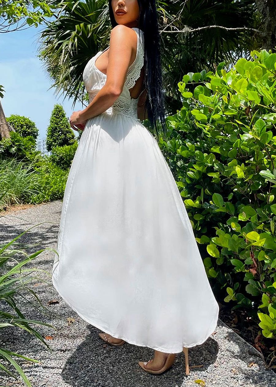 Open Back White High Low Crochet Dress sold by Moda product image thumbnail 2