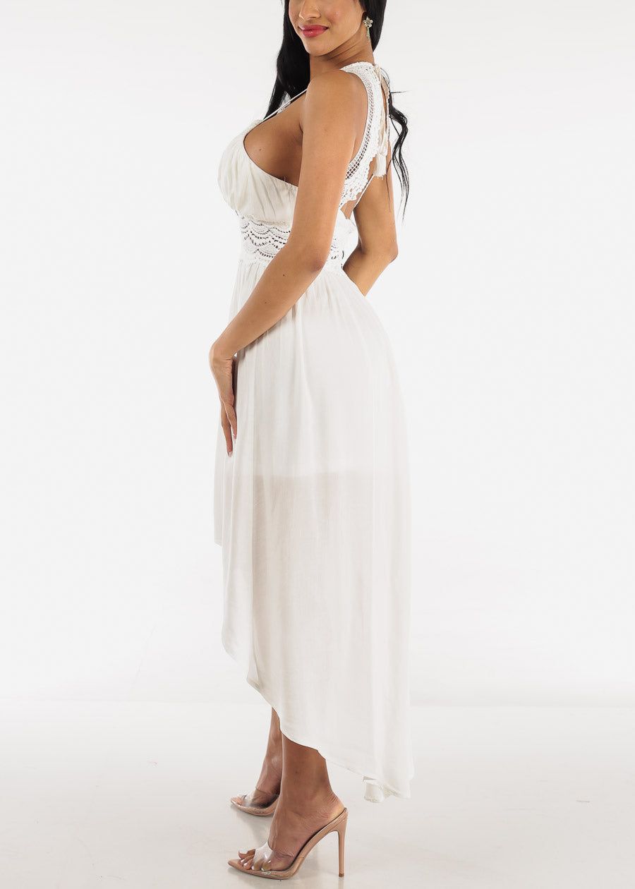 Open Back White High Low Crochet Dress sold by Moda product image thumbnail 5