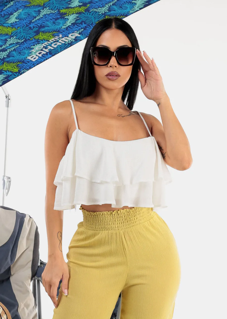 White Ruffled Off Shoulder Crop Top sold by Moda product image thumbnail 5