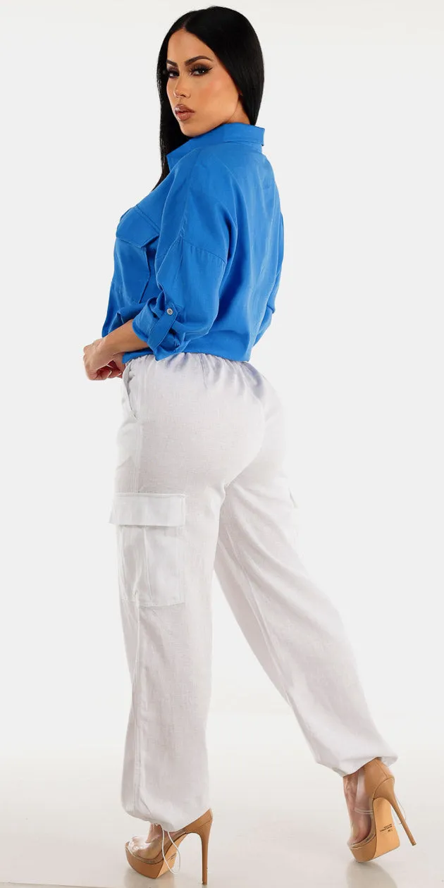 Blue Oversized White Linen Outfit sold by Moda product image thumbnail 2