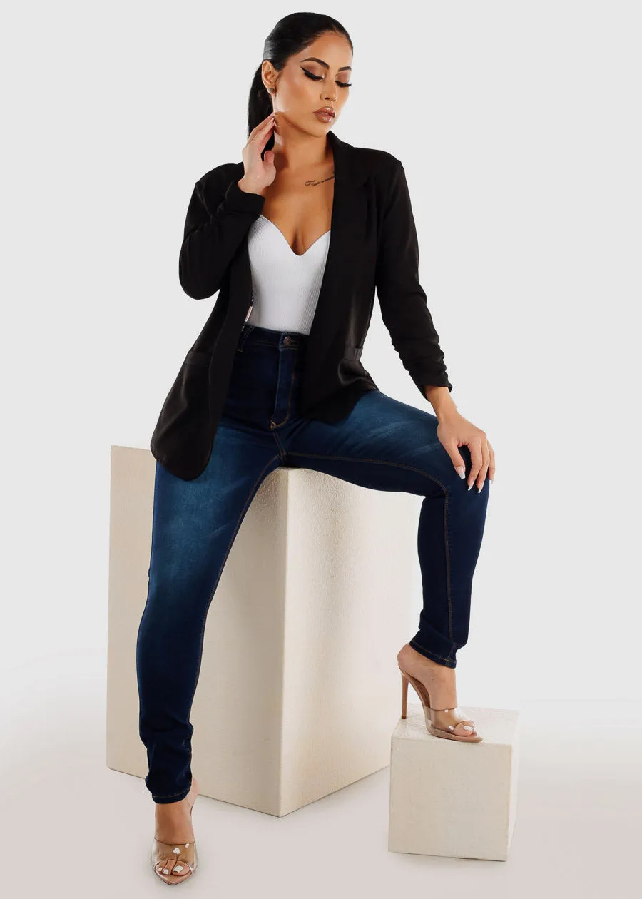 Classic 1 Button Super High Waisted Skinny Jeans Dark Blue sold by Moda product image thumbnail 3