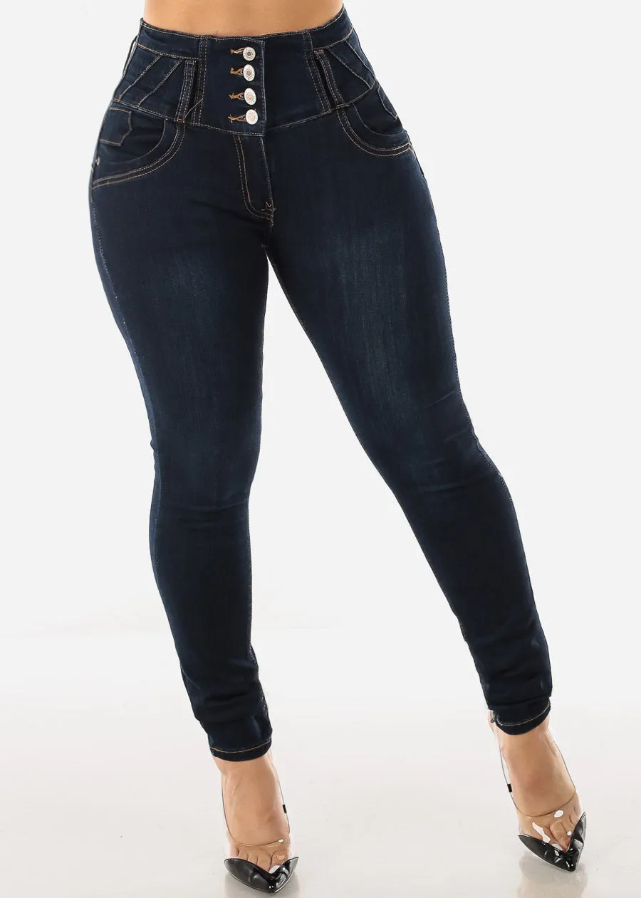 High Waisted Butt Lifting Dark Wash Skinny Jeans sold by Moda product image thumbnail 3