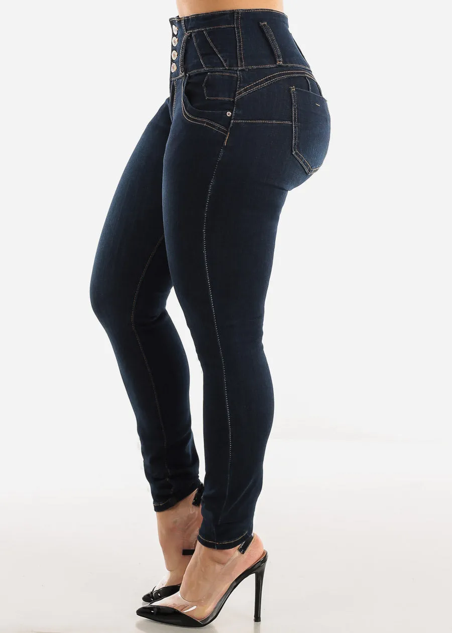 High Waisted Butt Lifting Dark Wash Skinny Jeans sold by Moda product image thumbnail 4