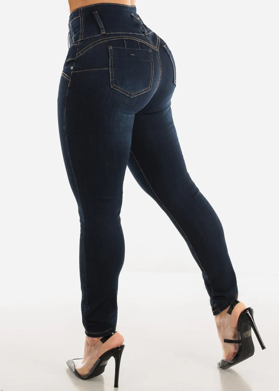 High Waisted Butt Lifting Dark Wash Skinny Jeans sold by Moda product image thumbnail 5