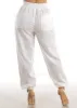 White Linen High Rise Spandex Waist Jogger Pants sold by Moda