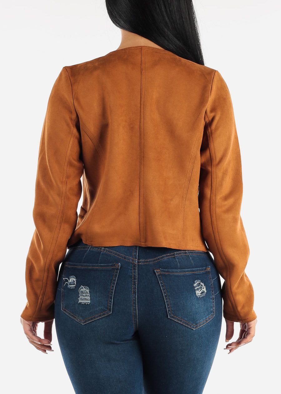 Long Sleeve Suede Moto Jacket Camel sold by Moda product image thumbnail 5