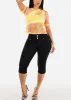 High Waisted Black Butt Lift Denim Capris sold by Moda