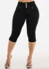 High Waisted Black Butt Lift Denim Capris sold by Moda