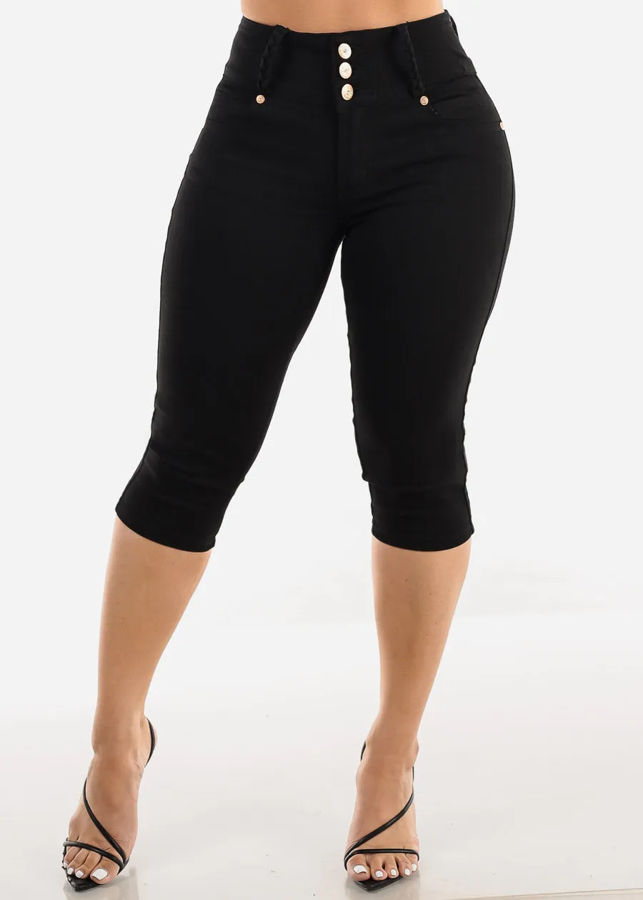 High Waisted Black Butt Lift Denim Capris sold by Moda product image thumbnail 3