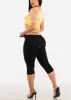 High Waisted Black Butt Lift Denim Capris sold by Moda