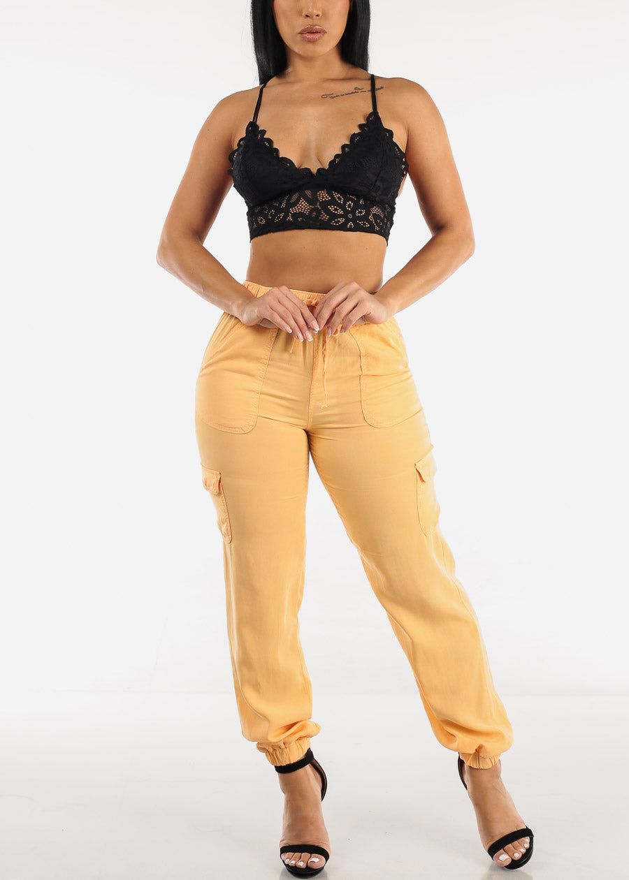 Black Sleeveless Knit Lace Cross Strap Bralette sold by Moda product image thumbnail 2