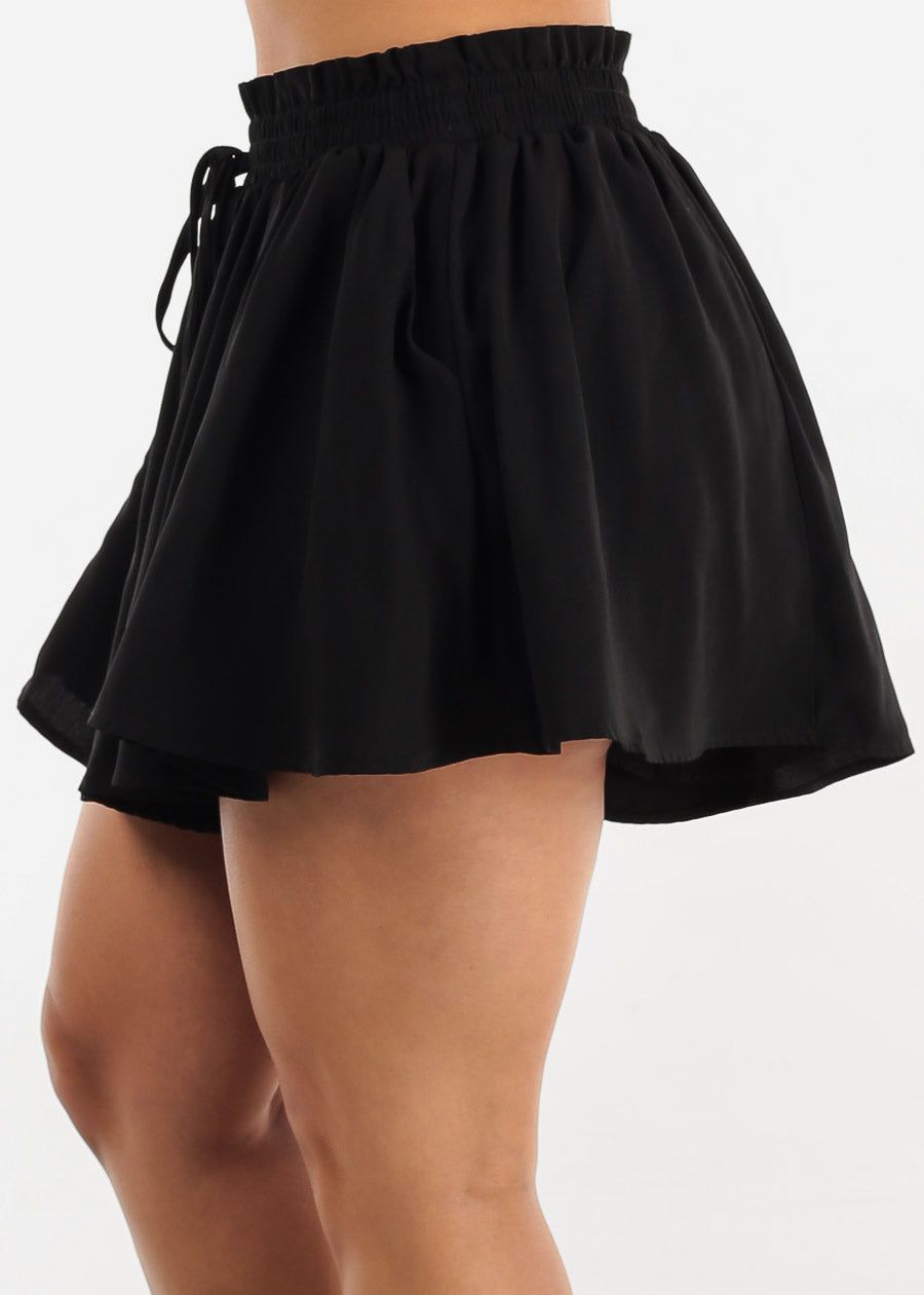 Black Flare Paperbag Waist Shorts sold by Moda product image thumbnail 3