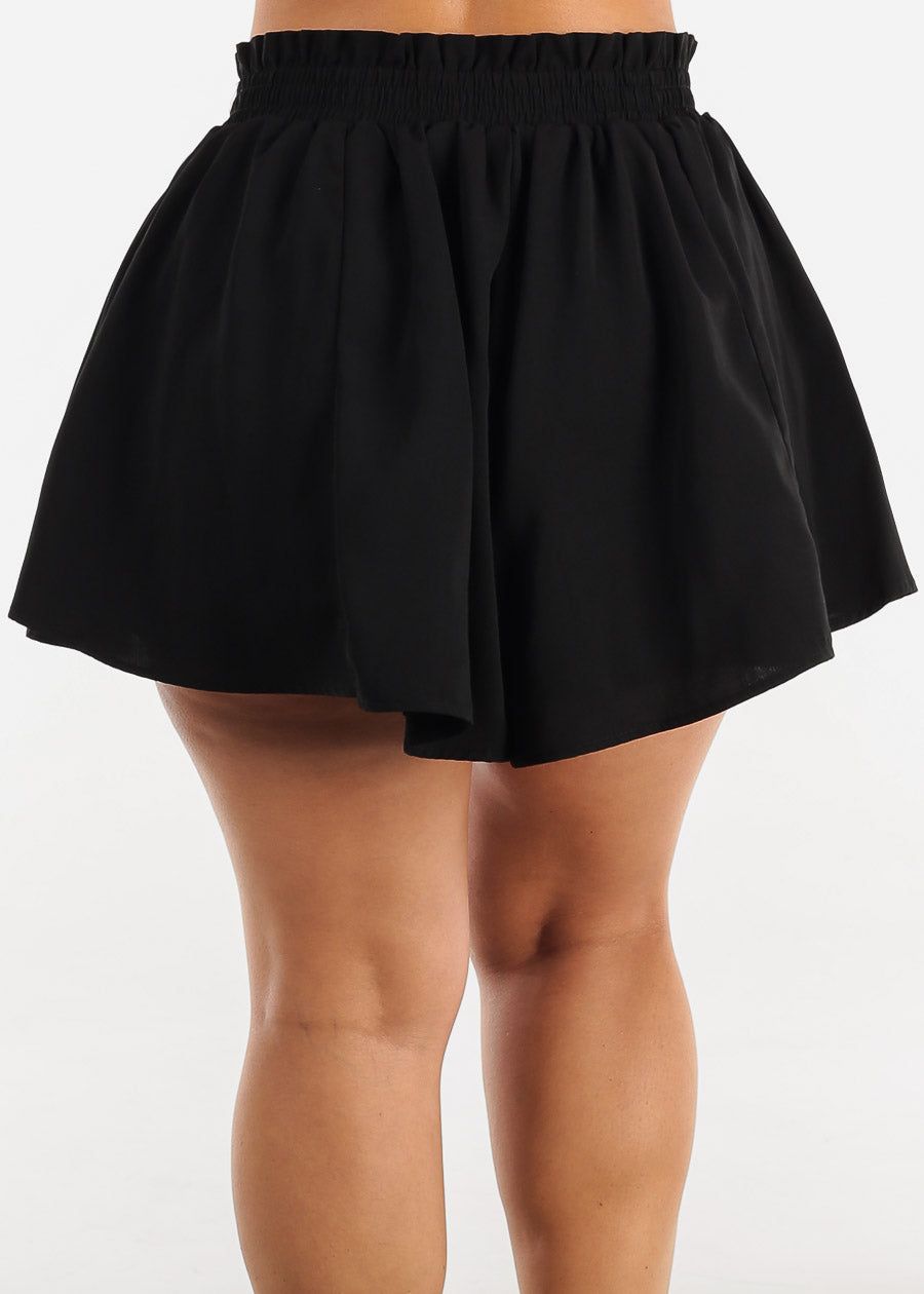 Black Flare Paperbag Waist Shorts sold by Moda product image thumbnail 4