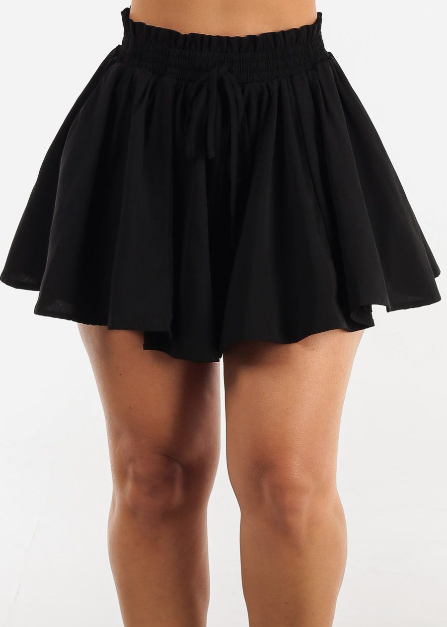Black Flare Paperbag Waist Shorts sold by Moda