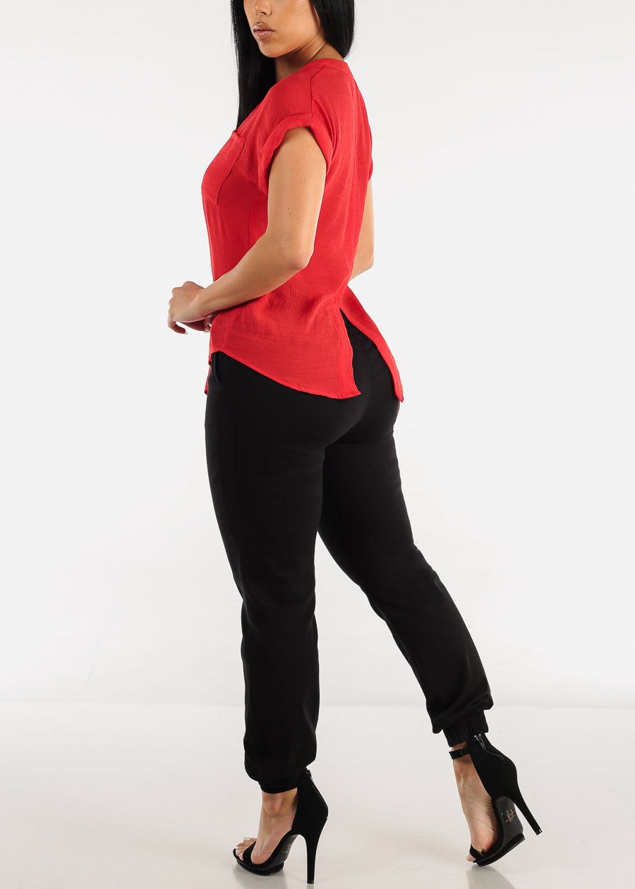 Black Drawstring Waist Twill Jogger Pants sold by Moda product image thumbnail 5