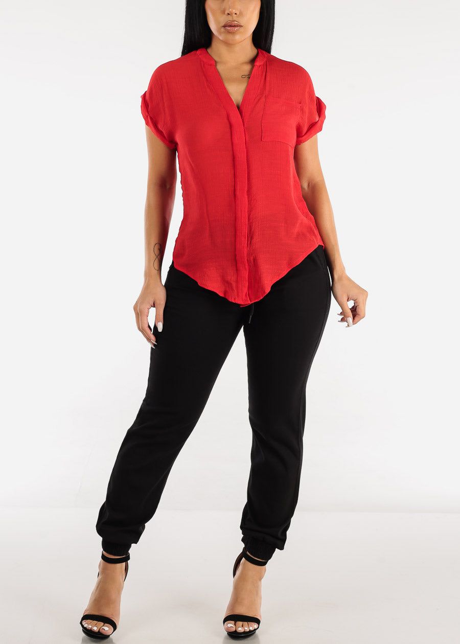 Black Drawstring Waist Twill Jogger Pants sold by Moda product image thumbnail 2