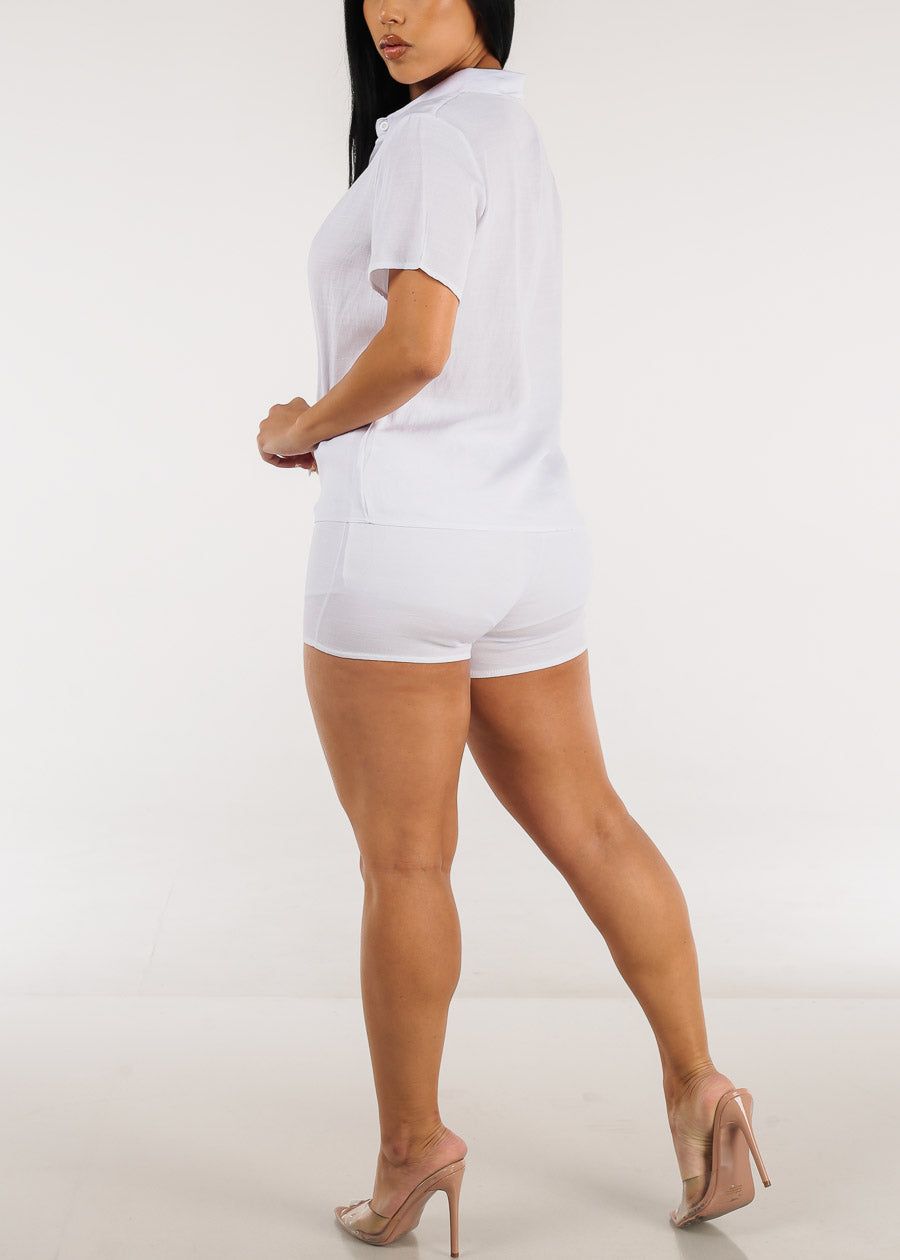 Short Sleeve Button Up Shirt & Shorts White (2 PCE SET) sold by Moda product image thumbnail 5