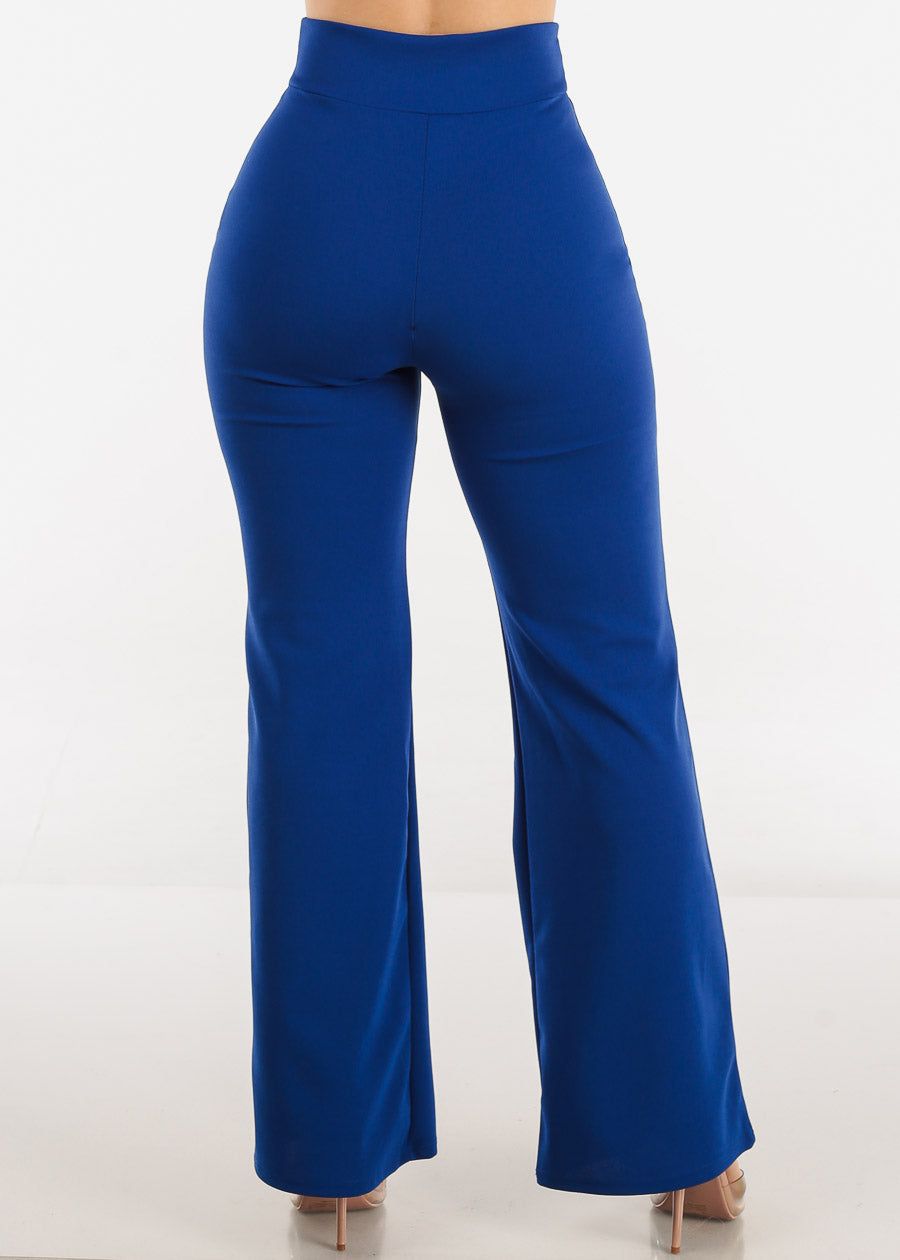 High Rise Waist Tied Wide Leg Formal Pants Royal Blue sold by Moda product image thumbnail 4