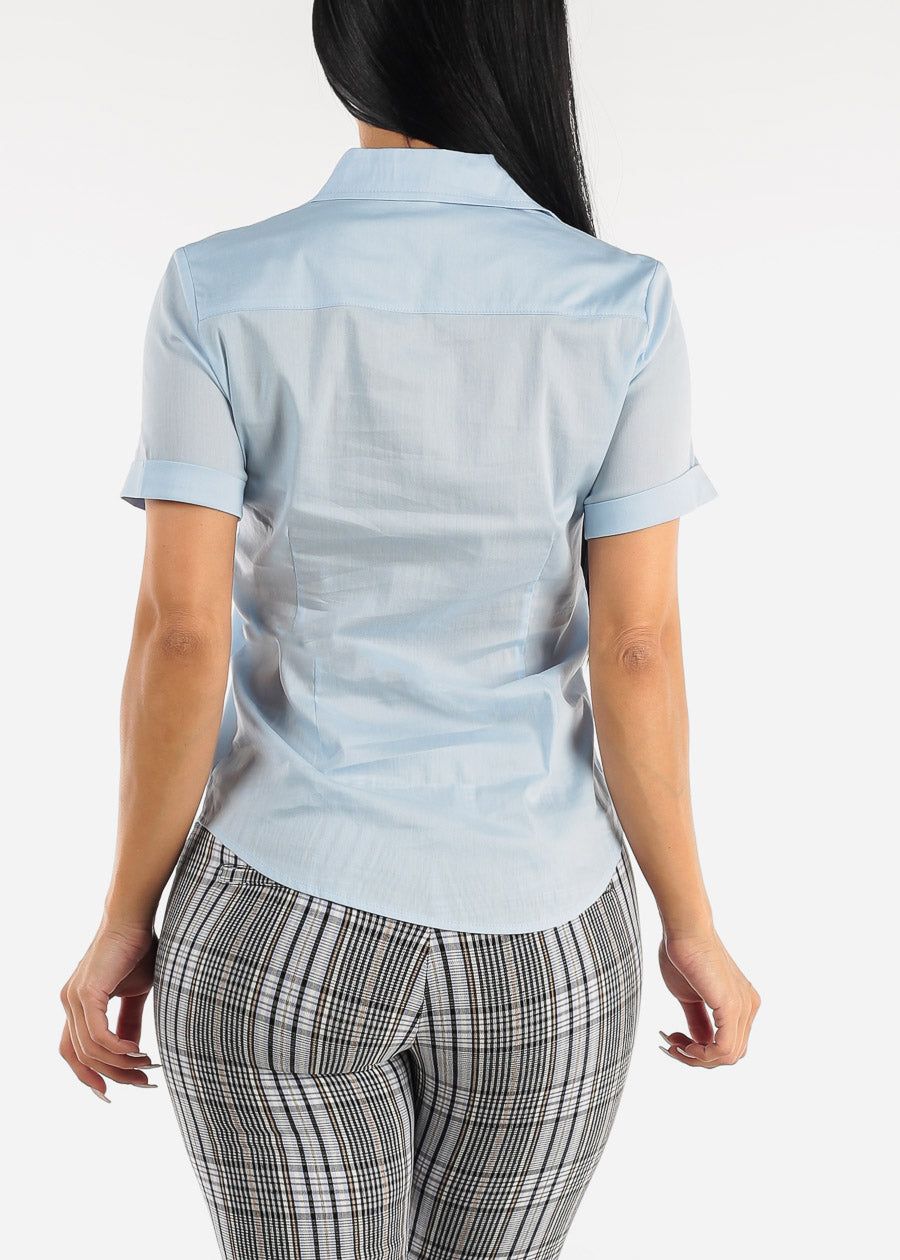 Short Sleeve Button Down Light Blue Shirt sold by Moda product image thumbnail 4