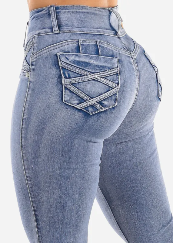 Butt Lift High Waist Acid Wash Skinny Jeans sold by Moda