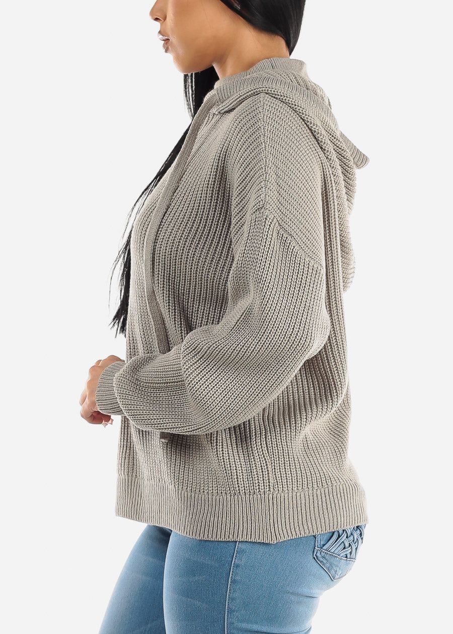 Hooded Long Sleeve Knit Sweater Grey sold by Moda product image thumbnail 4