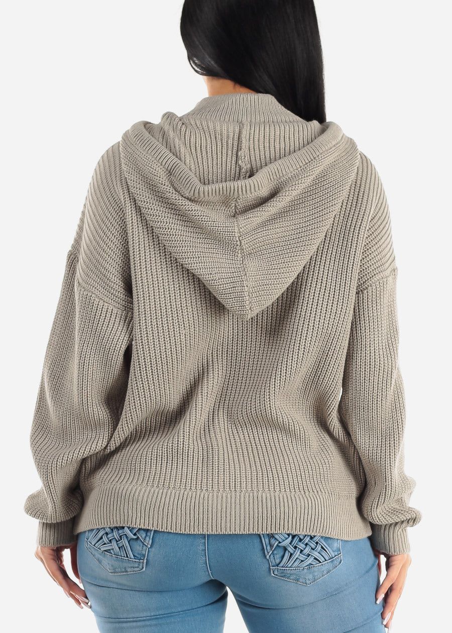 Hooded Long Sleeve Knit Sweater Grey sold by Moda product image thumbnail 5