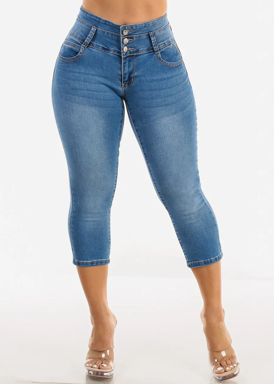 MX JEANS Stretchy Butt Lifting Mid Rise Denim Capris sold by Moda product image thumbnail 3