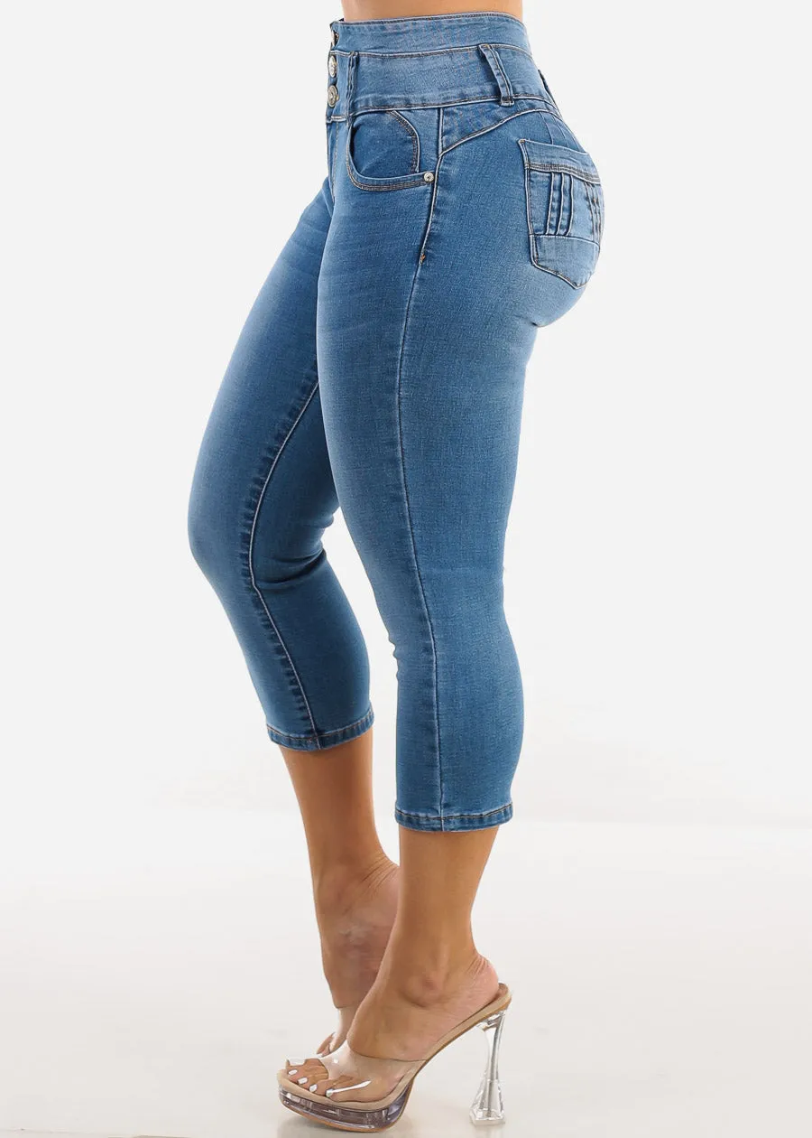 MX JEANS Stretchy Butt Lifting Mid Rise Denim Capris sold by Moda product image thumbnail 4