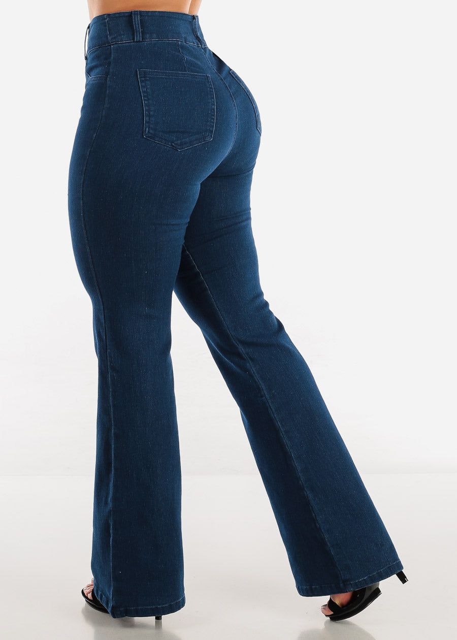 Super High Waisted Dark Wash Flared Jeans sold by Moda product image thumbnail 4