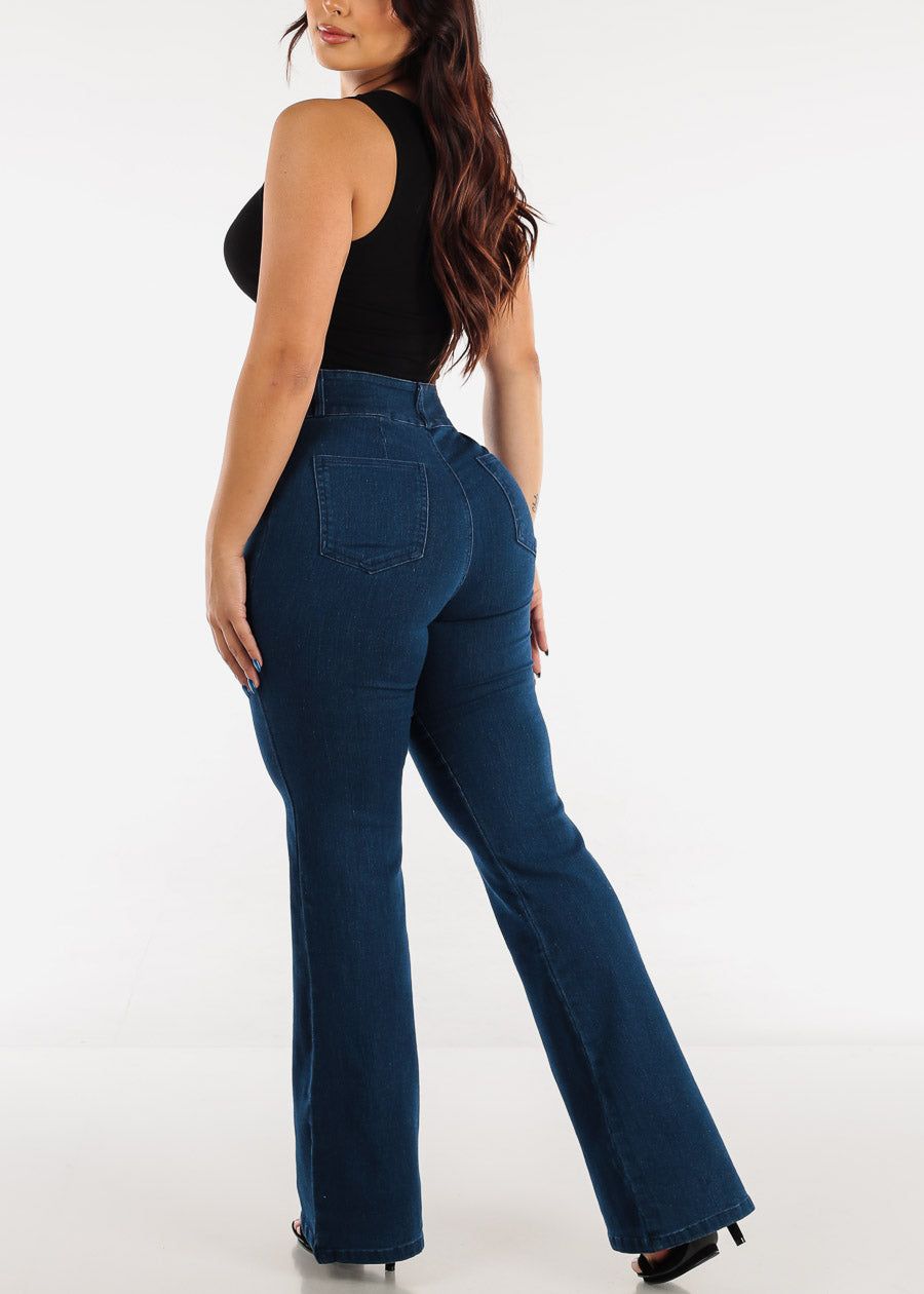 Super High Waisted Dark Wash Flared Jeans sold by Moda product image thumbnail 5