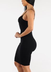 Black Sleeveless Knit Stretchy Bodycon Dress sold by Moda