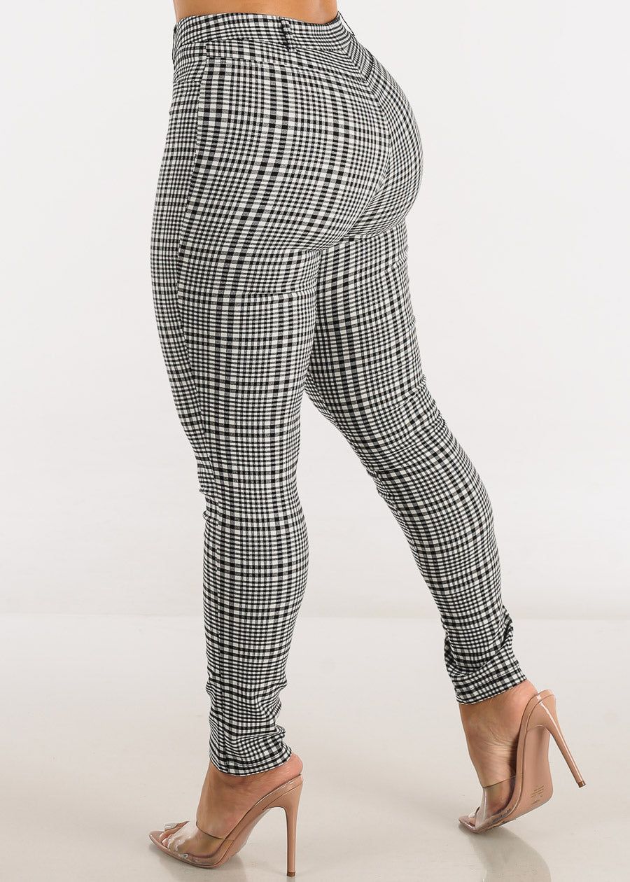 Mid Rise Plaid Skinny Pants Black & White sold by Moda product image thumbnail 4
