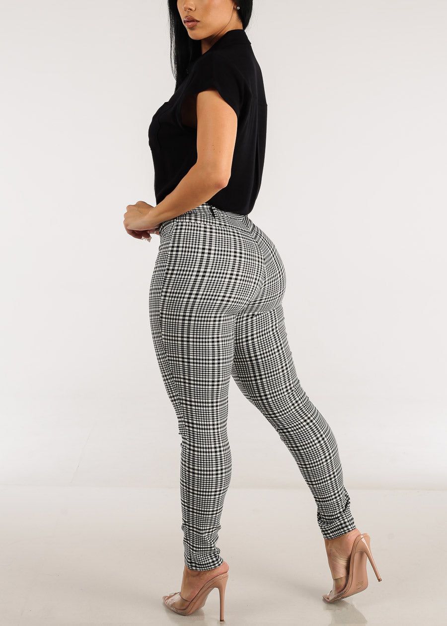 Mid Rise Plaid Skinny Pants Black & White sold by Moda product image thumbnail 5