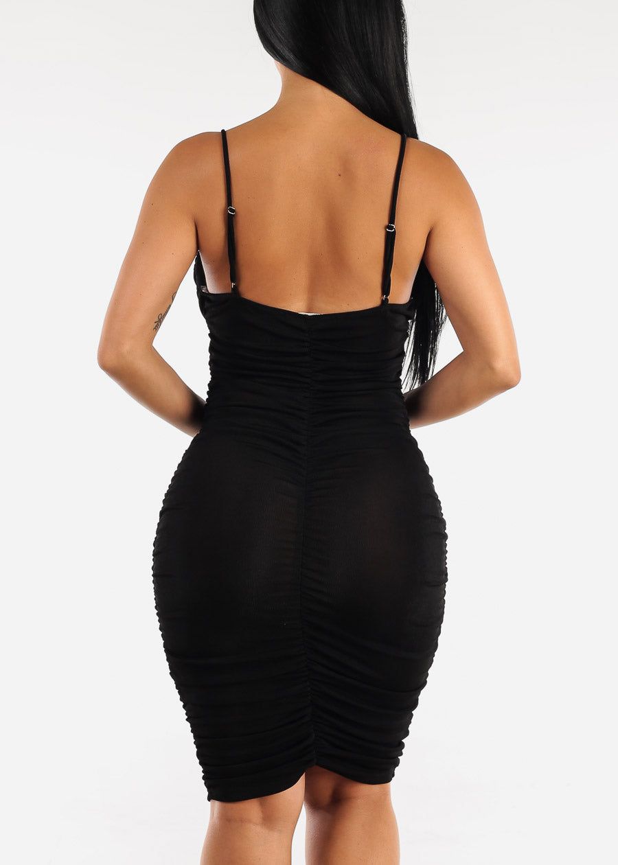 Sleeveless Front Draped Ruched Bodycon Dress Black sold by Moda product image thumbnail 4
