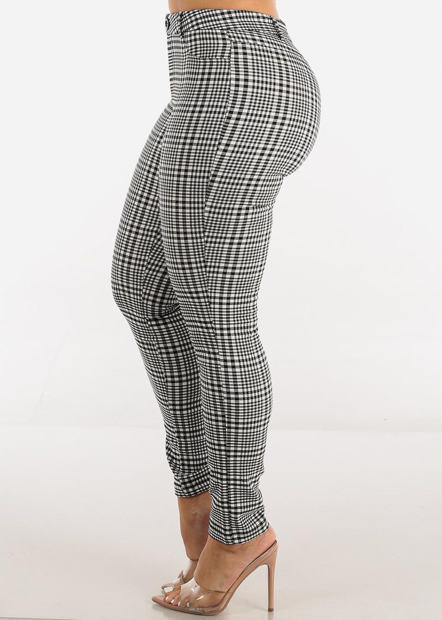 Mid Rise Plaid Skinny Pants Black & White sold by Moda product image thumbnail 3