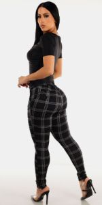 Silky Ruched Butt Lift Plaid Outfit sold by Moda