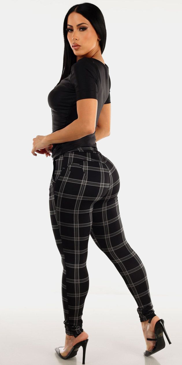 Silky Ruched Butt Lift Plaid Outfit sold by Moda product image thumbnail 2