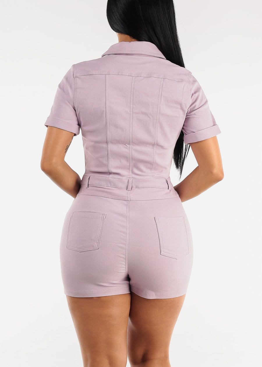 Hyper Stretch Short Sleeve Romper Lavender sold by Moda product image thumbnail 4