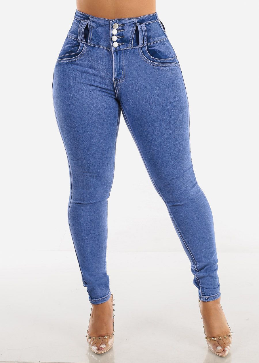 Super High Rise Butt Lifting Skinny Jeans Light Sand Wash sold by Moda product image thumbnail 4