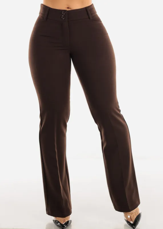 High Waisted Brown Bootcut Dress Pants sold by Moda