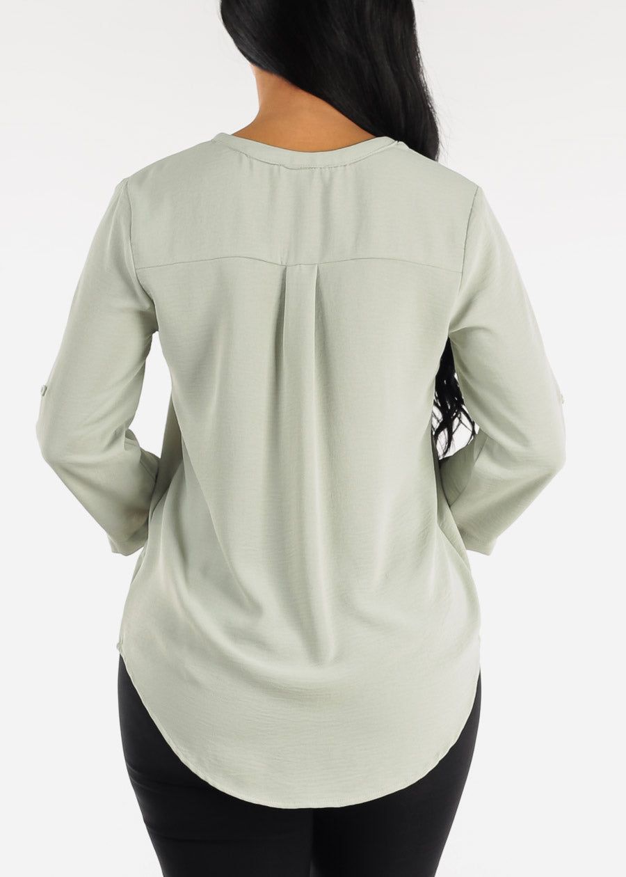 Quarter Sleeve Sage Woven Blouse sold by Moda product image thumbnail 4