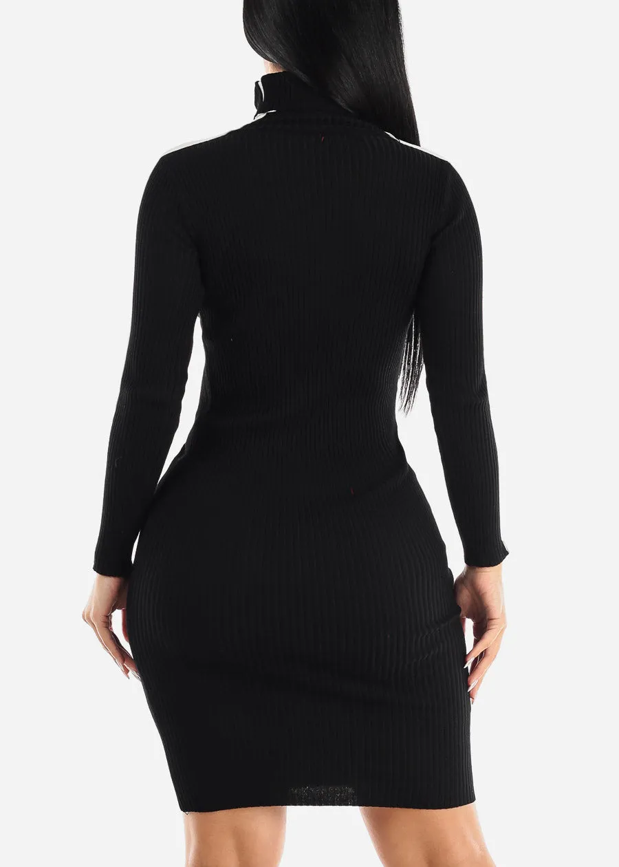 Black Long Sleeve Turtleneck Sweater Dress sold by Moda product image thumbnail 4