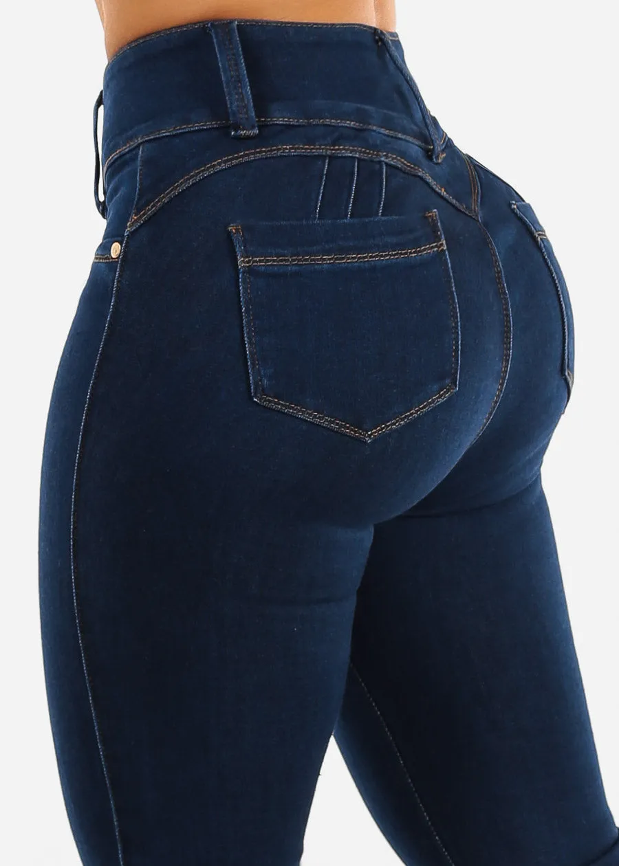 Butt Lift Super High Waist Skinny Jeans Dark Navy sold by Moda