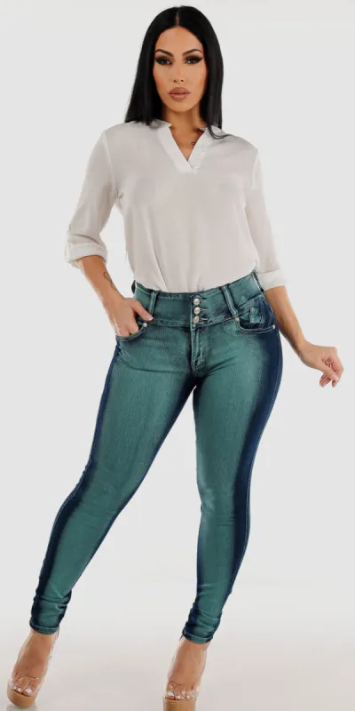 Butt Lift Skinnies Vneck Blouse Combo sold by Moda