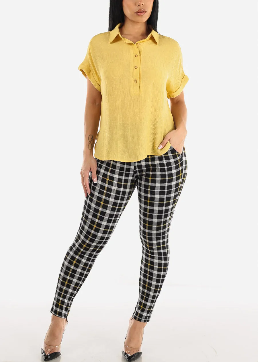 Cap Sleeve Yellow Blouse w Front Half Placket sold by Moda product image thumbnail 2