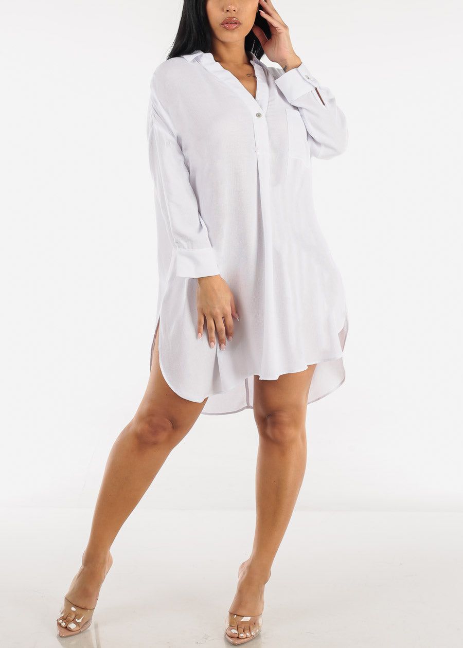 White Long Sleeve Oversized Shirtdress sold by Moda product image thumbnail 2
