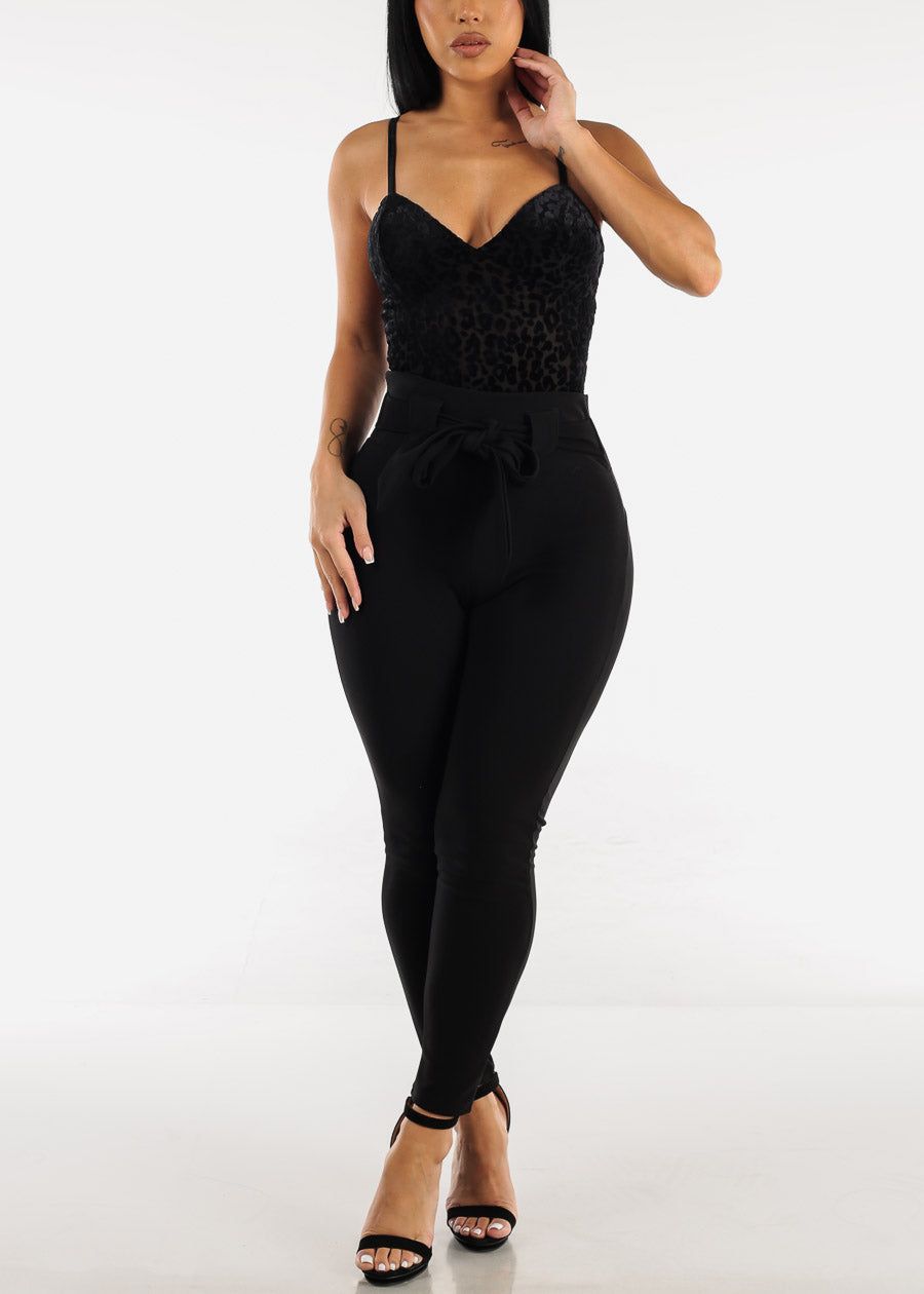 Sleeveless Velvet Burnout Leopard Bodysuit Black sold by Moda product image thumbnail 5