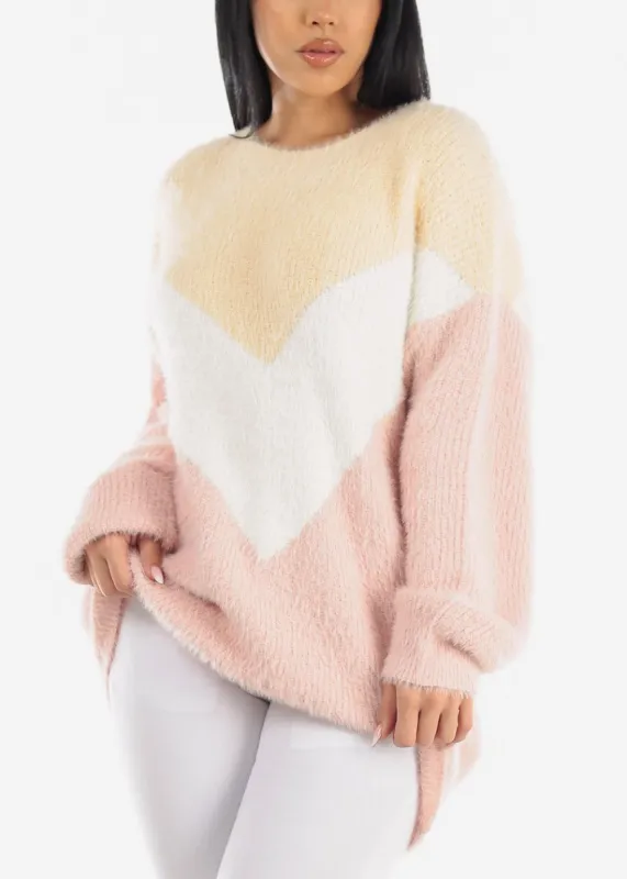Long Sleeve Colorblock Soft Knit Tunic Sweater sold by Moda