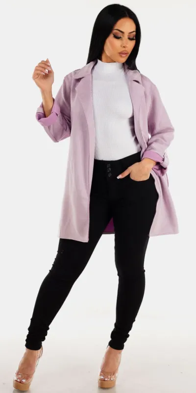 Lavender Coat & Black Denim Set sold by Moda